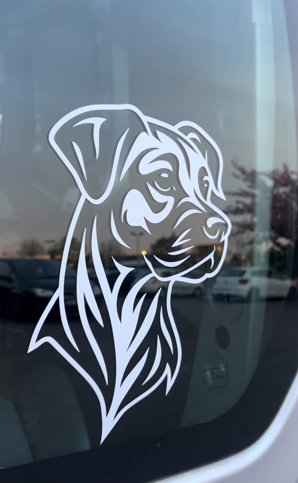 Sticker décoratif posé sur une vitre